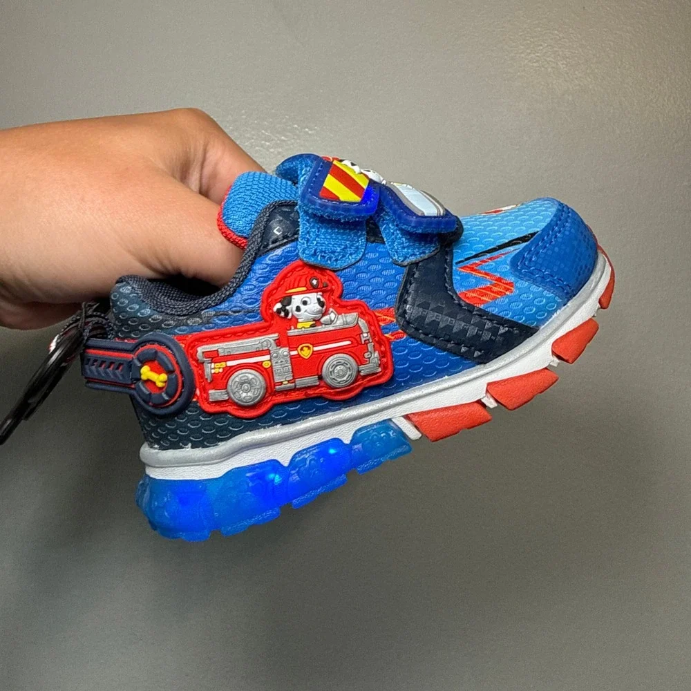 Paw Patrol Toddler Light Up Sneakers Blue Red Marshall Chase Size 5 NEW